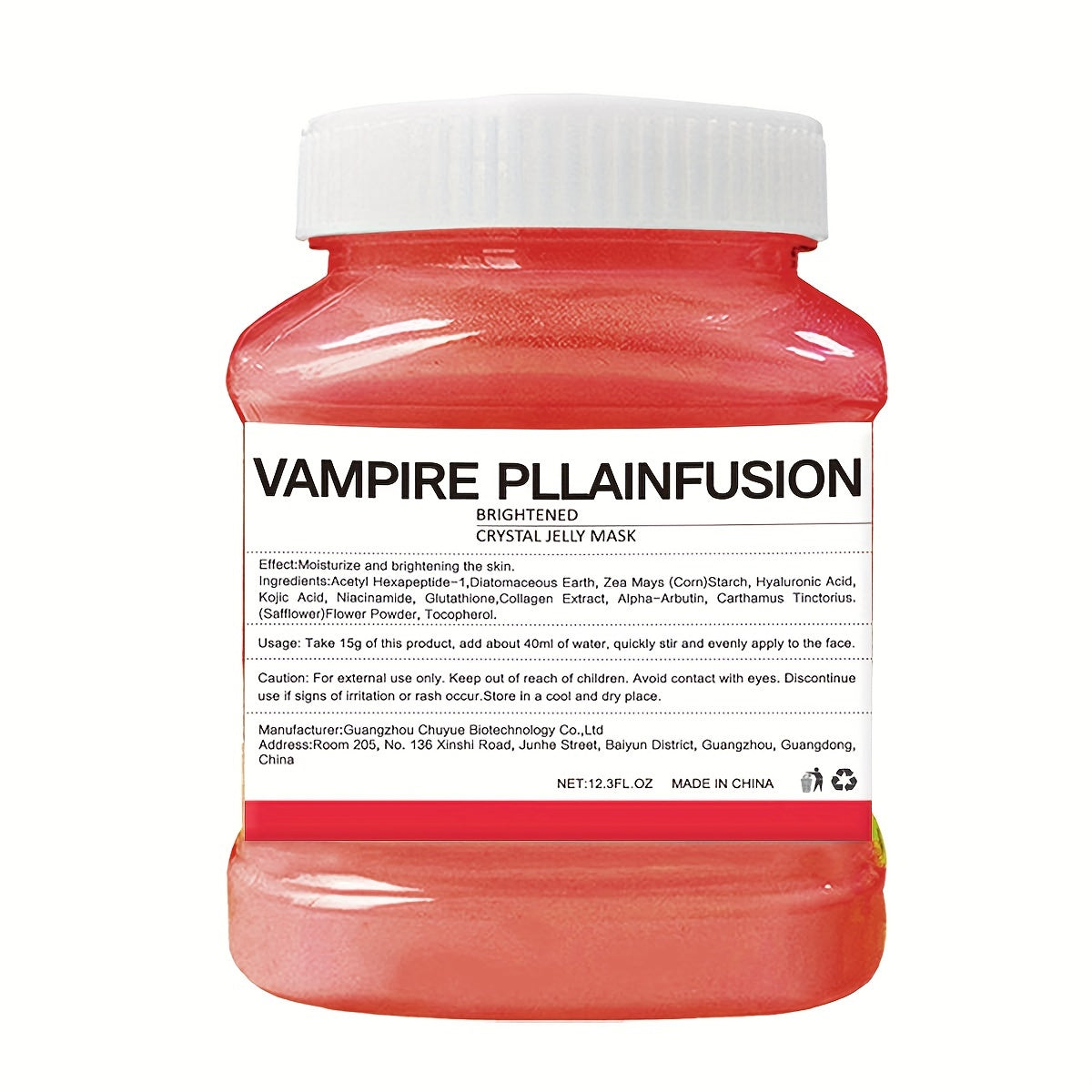 12.3fl.oz Vampire Plasma Face Mask - Lactic Acid Jelly for All Skin Types, Alcohol-Free & Paraben-Free, Firming & Hydrating Peel-Off Gel,, Fragrance-Free