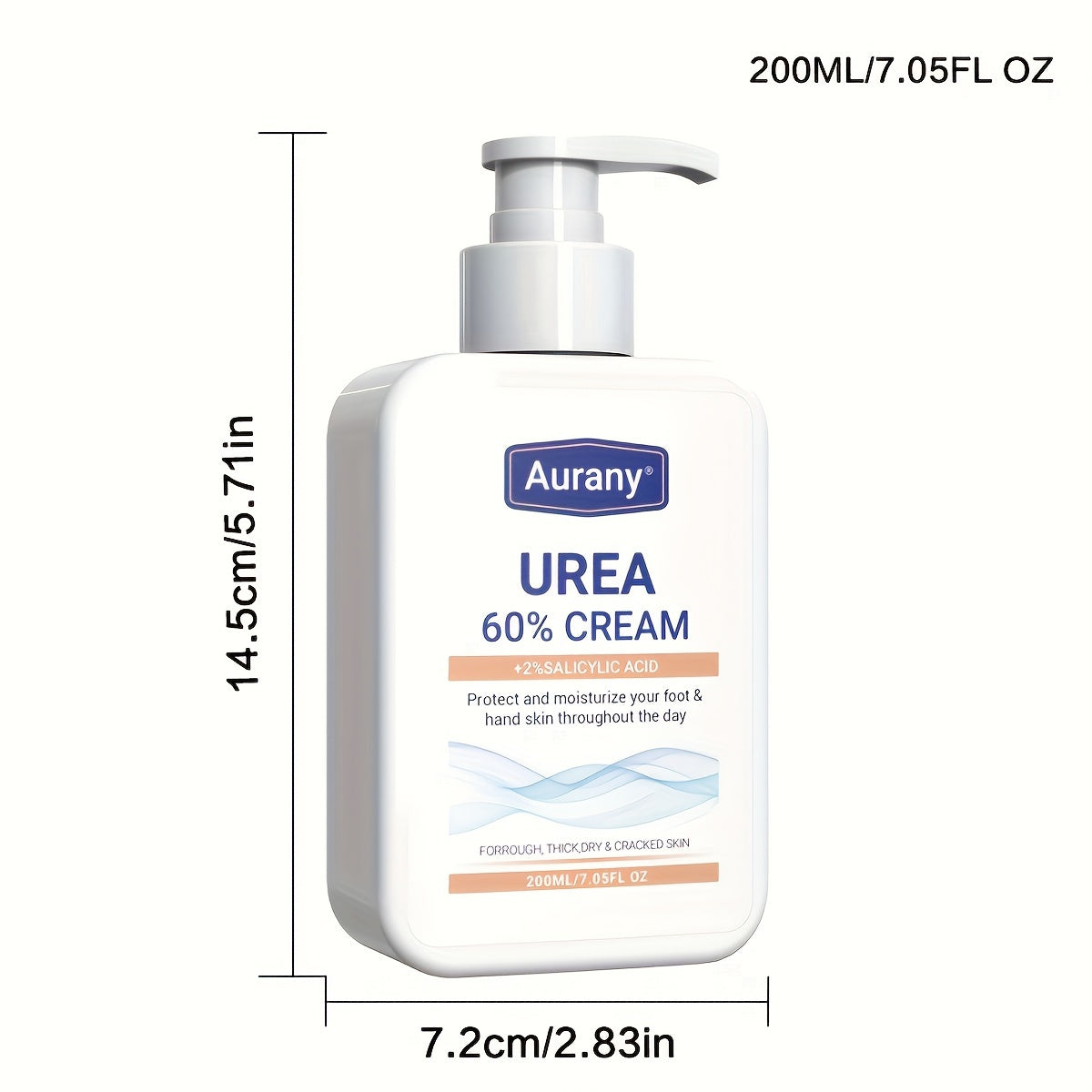 200ml Intensive Urea Foot Cream - Softens & Moisturizes Rough, Thick, Dry, Cracked Skin with 60% Urea and 2% Salicylic Acid - Perfect for Feet, Knees, Elbows and Plantar Areas