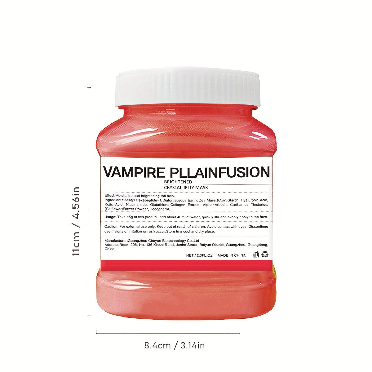 12.3fl.oz Vampire Plasma Face Mask - Lactic Acid Jelly for All Skin Types, Alcohol-Free & Paraben-Free, Firming & Hydrating Peel-Off Gel,, Fragrance-Free