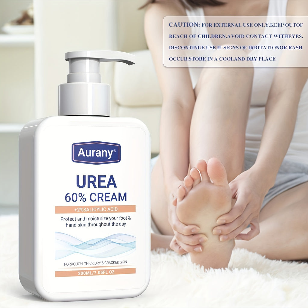 200ml Intensive Urea Foot Cream - Softens & Moisturizes Rough, Thick, Dry, Cracked Skin with 60% Urea and 2% Salicylic Acid - Perfect for Feet, Knees, Elbows and Plantar Areas