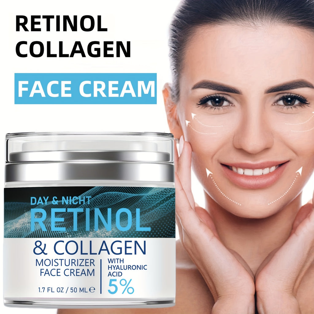 Retinol Moisturizer: Collagen & Hyaluronic Acid Enriched, Vitamins C+E - Hypoallergenic, for Youthful, Hydrated Skin for All 50ml