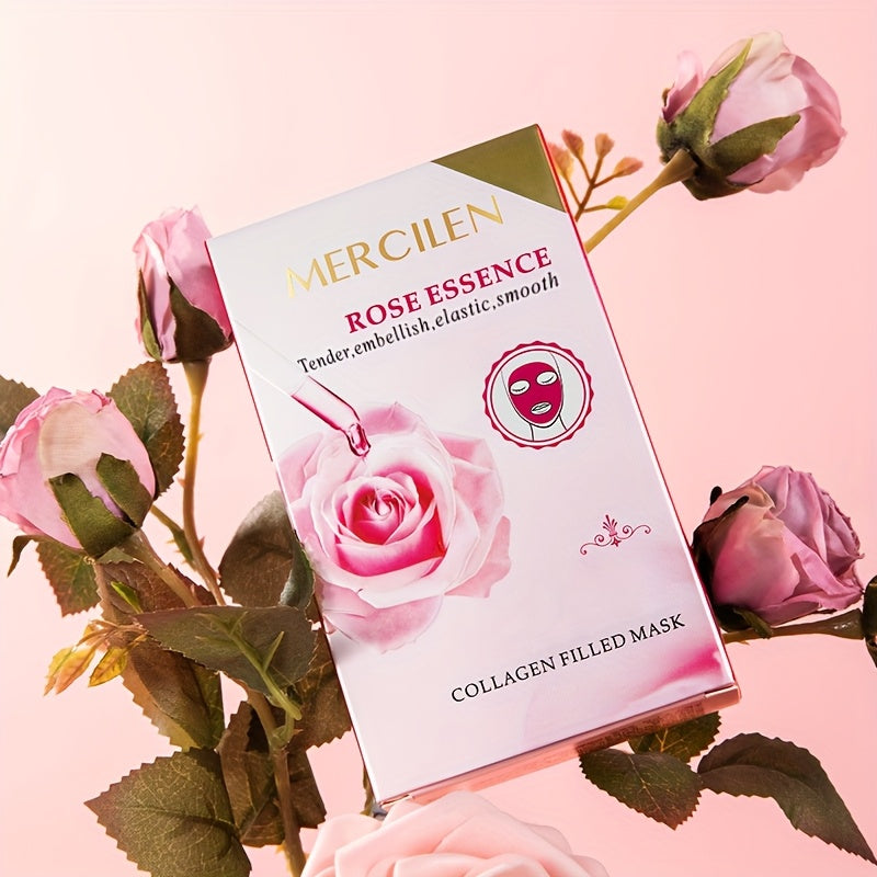[10 Pack Rose Soft Mask] 10 Pack Rose Essence Moisturizing Soft Mask 6gx | with Collagen, Rose Oil and Hyaluronic Acid for Soft, Radiant Light Beige Skin