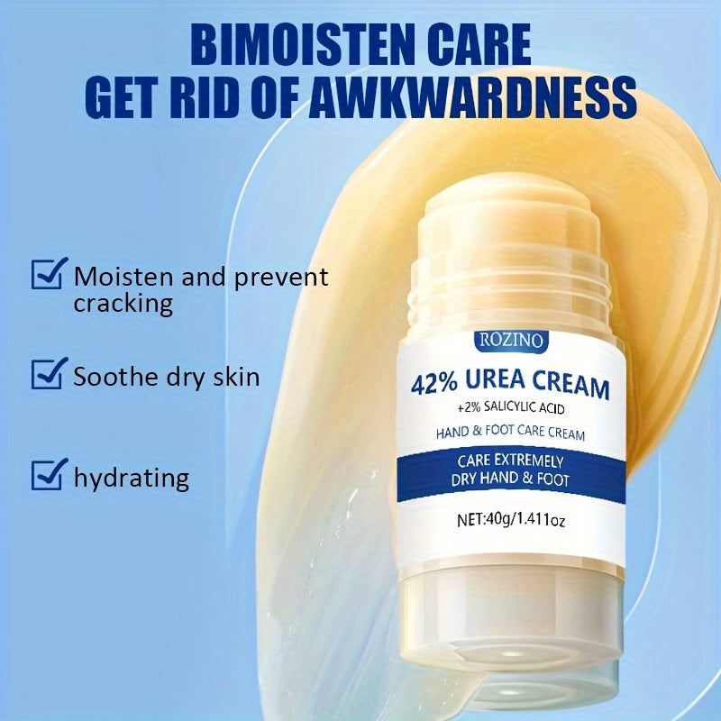 1.41oz Urea Cream Stick 42% Plus Salicylic Acid 2%, Foot Cream For Dry Cracked Feet Heels Knees Elbows Hands, Moisturizer Toenail Softener For Feet Care