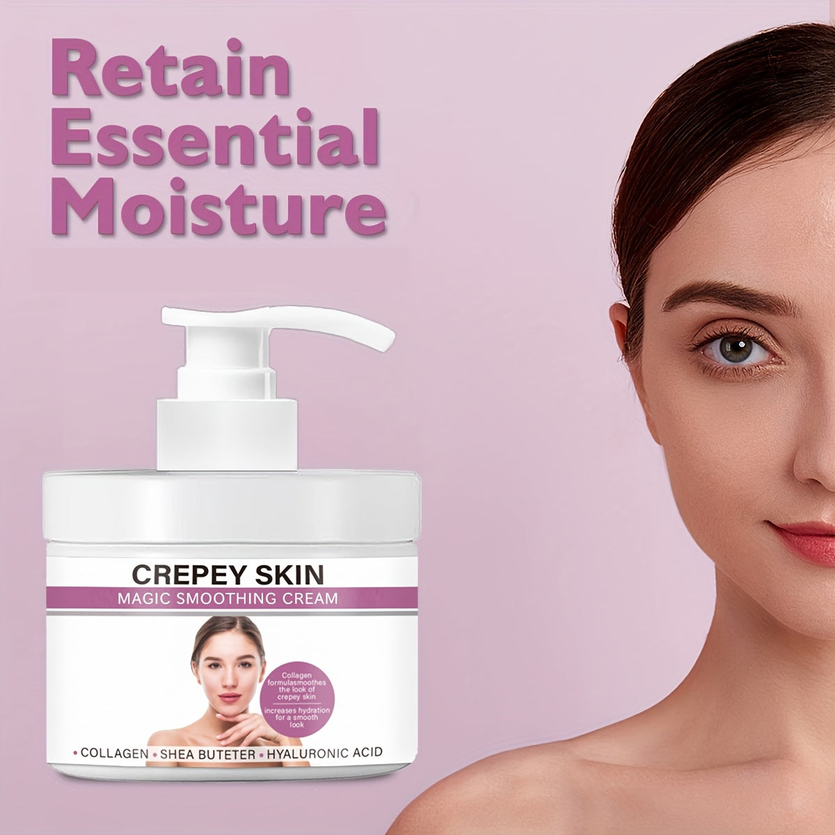 300g Avocado Crepey Skin Care Cream Wrinkle Smoothing Lotion  Contains Collagen & Hyaluronic Acid To Improve Elasticity & Sagging Skin Body Skin Care Products For Face, Arms, Neck, Hand, Feet & Body With Plant Squalane