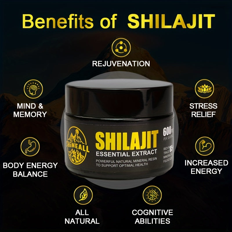1btl/1.76oz, Pure Himalayan Shilajit Resin, Natural Shilajit Resin With 85+ Trace Minerals, 75%+ Fulvic Acid For Energy Boost, Golden Grade Pure Shilajit For Men And Women For Energy And Overall Health