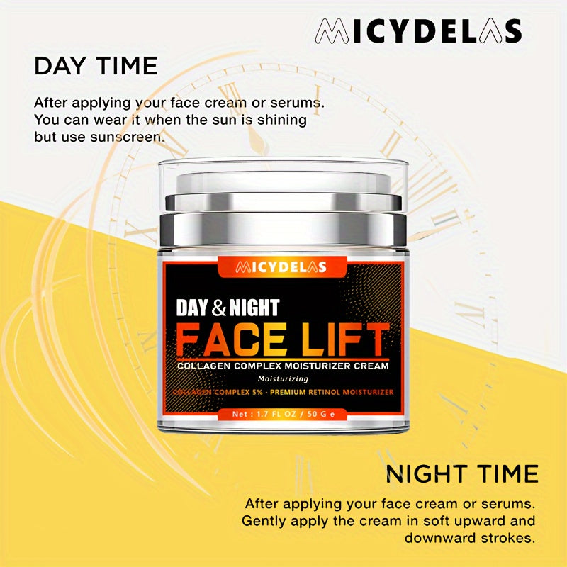 1.76oz Face Lift Cream, Firming & Lifting Moisturizer With Hyaluronic Acid, Collagen, Retinol, Skin Tightening Cream For Neck And Face