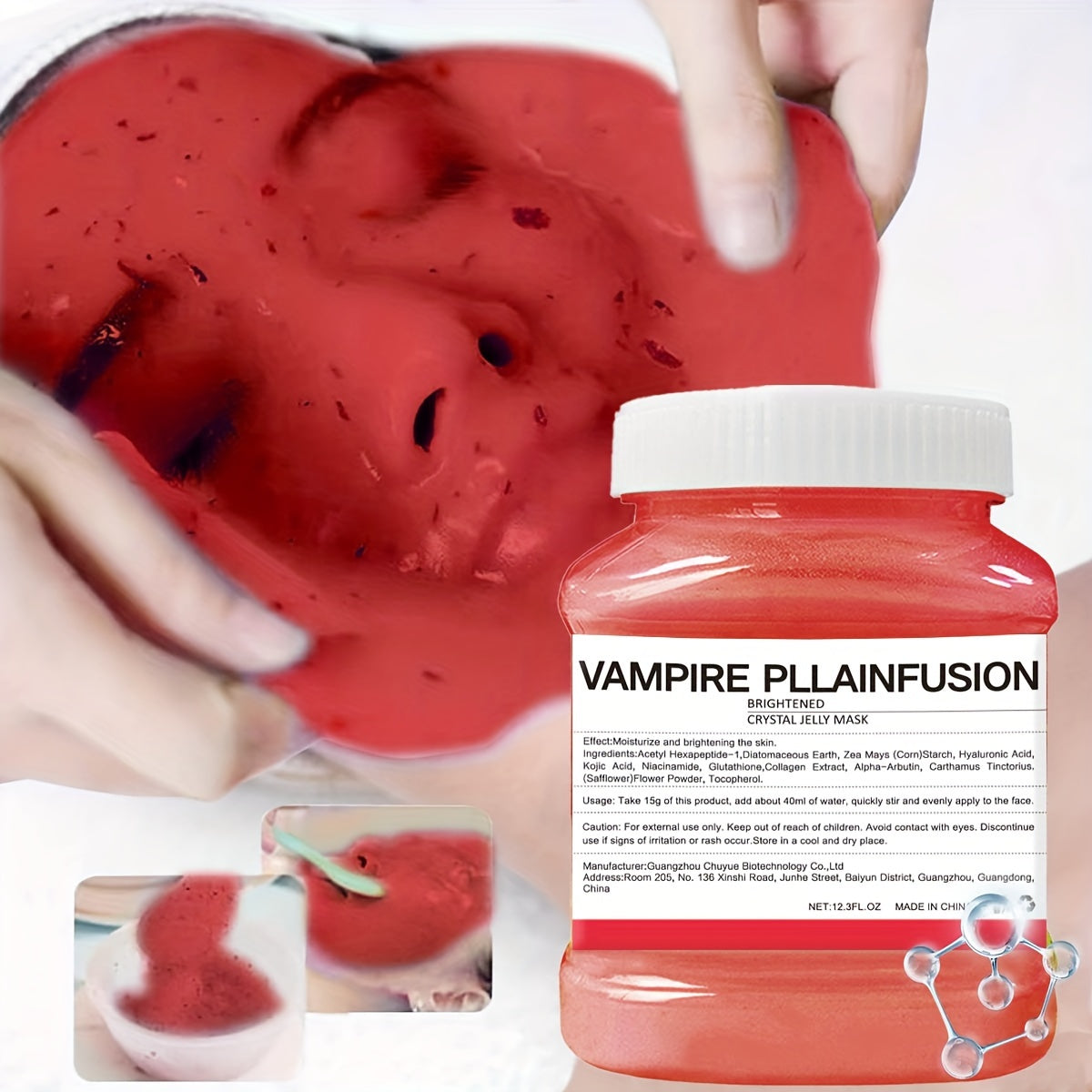 12.3fl.oz Vampire Plasma Face Mask - Lactic Acid Jelly for All Skin Types, Alcohol-Free & Paraben-Free, Firming & Hydrating Peel-Off Gel,, Fragrance-Free