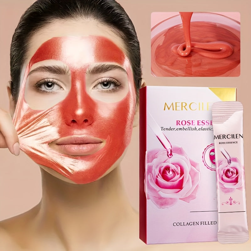 [10 Pack Rose Soft Mask] 10 Pack Rose Essence Moisturizing Soft Mask 6gx | with Collagen, Rose Oil and Hyaluronic Acid for Soft, Radiant Light Beige Skin