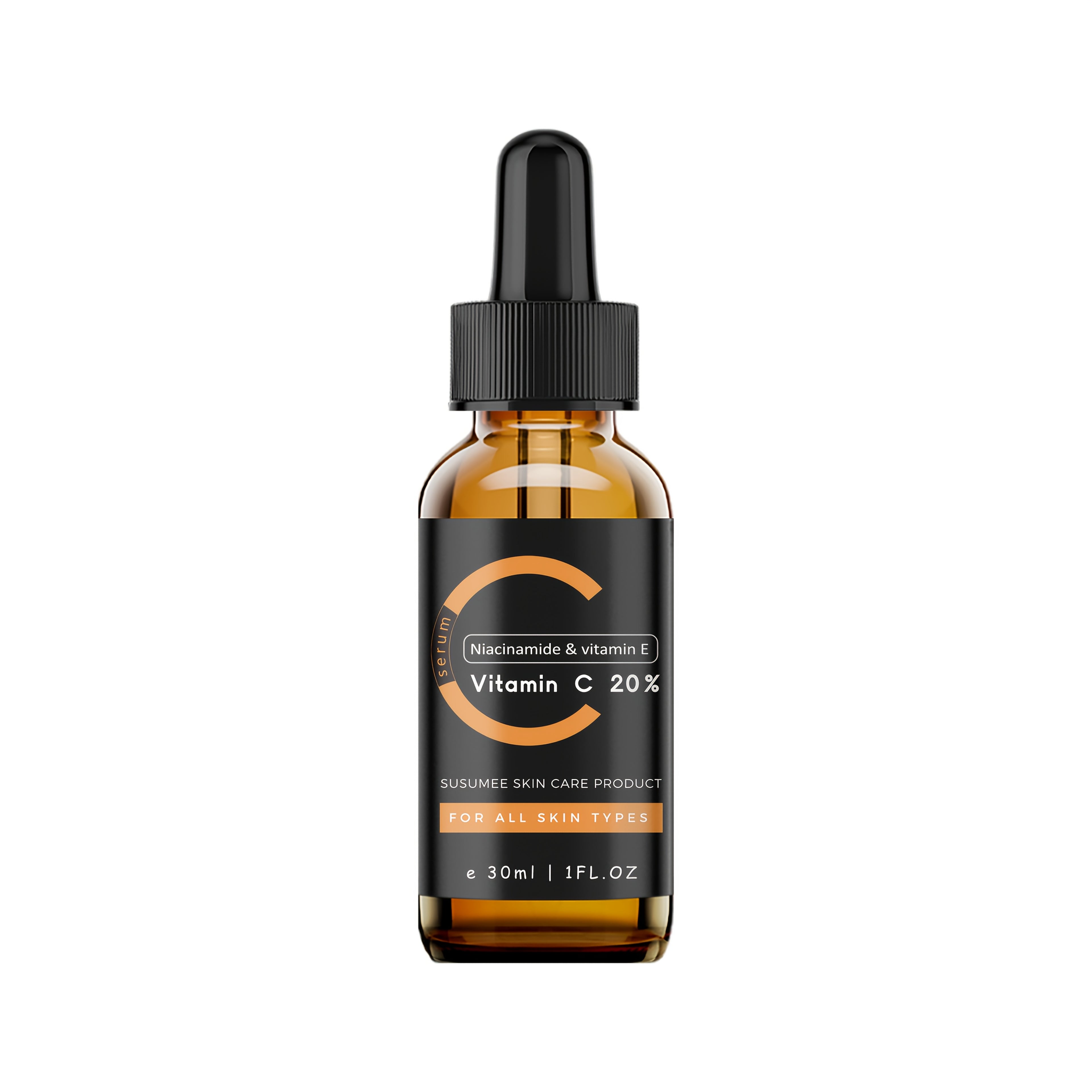 1fl.oz/30ml Vitamin C 20% Facial Serum | With Hyaluronic Acid, Niacinamide, Moisturizing Serum for All Skin Types, Uneven Skin Tone Care
