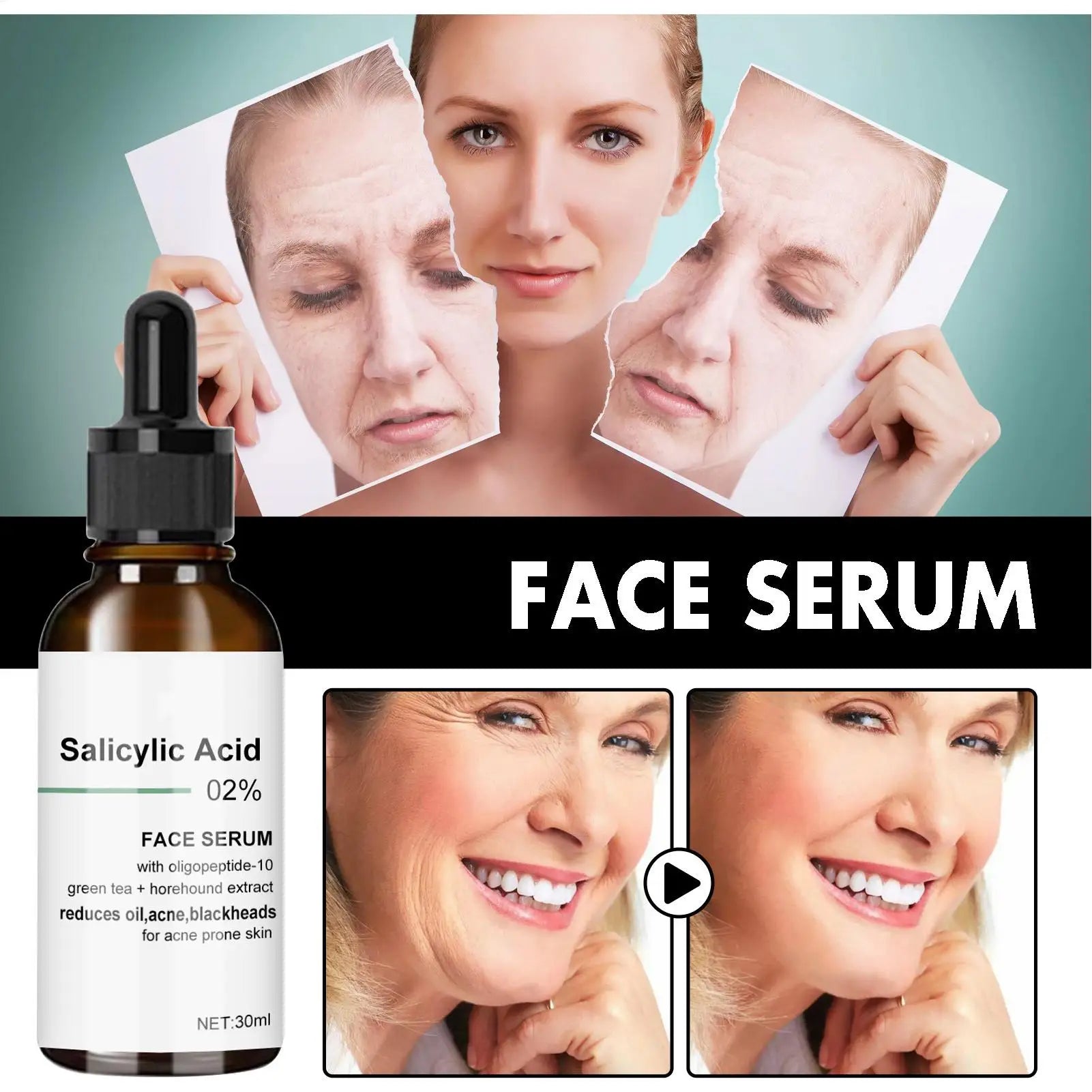 Salicylic Acid Pore Shrink Face Serum Repairs Large Pores Salicylic Acid Essence Anti-wrinkle Facial Serum Oil Control face Care