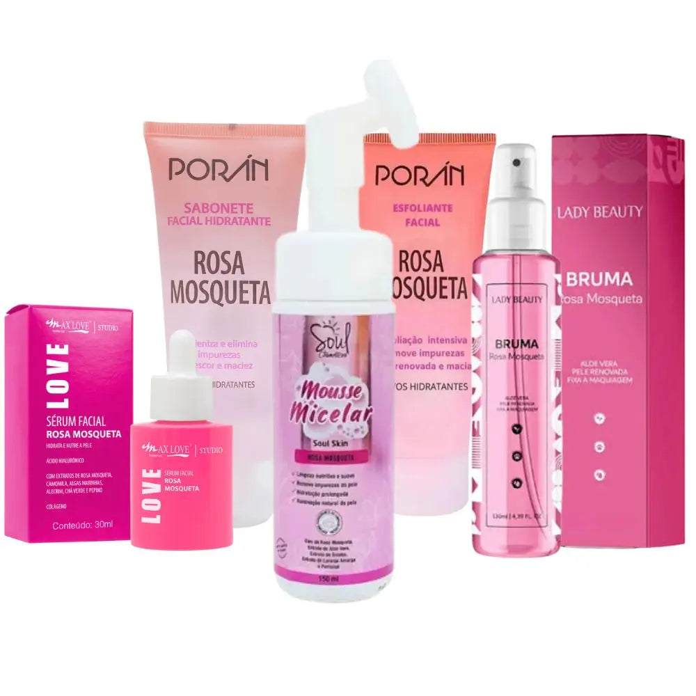 Full Skincare Kit Pink Mosquette Facial Cleansing and Care Routine