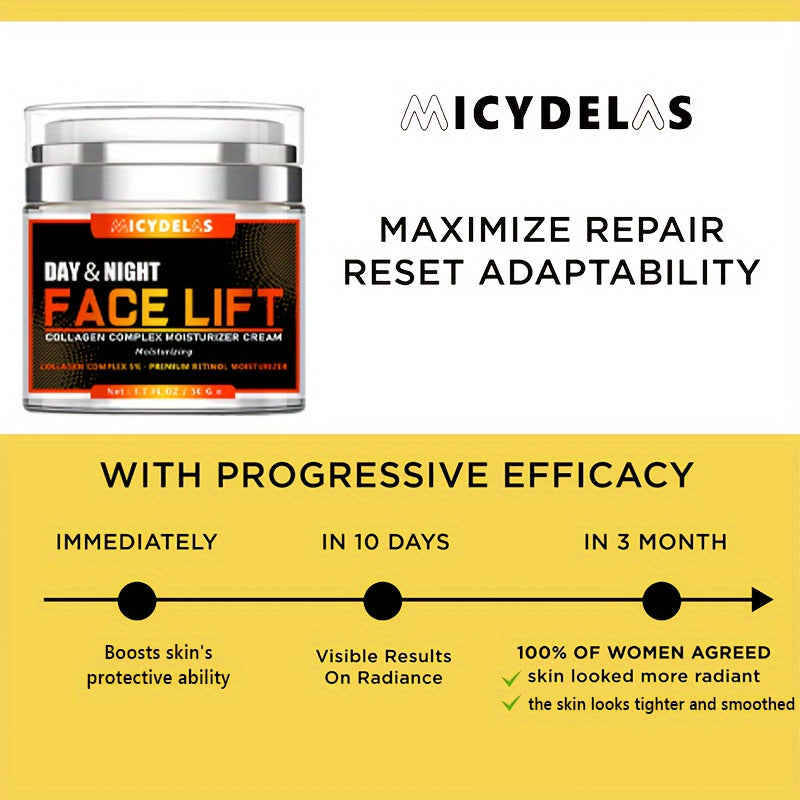 1.76oz Face Lift Cream, Firming & Lifting Moisturizer With Hyaluronic Acid, Collagen, Retinol, Skin Tightening Cream For Neck And Face