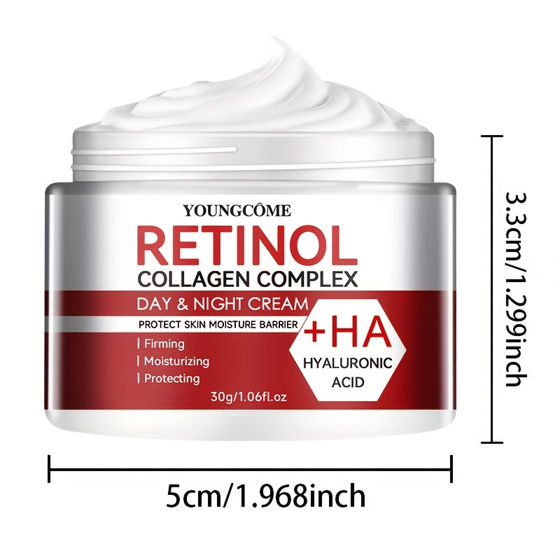 30g/60g Moisturizing Retinol Collagen Cream, With Hyaluronic Acid, Moisturizing And Firming Skin, Increase Elasticity, Gentle And Non-irritating With Plant Squalane