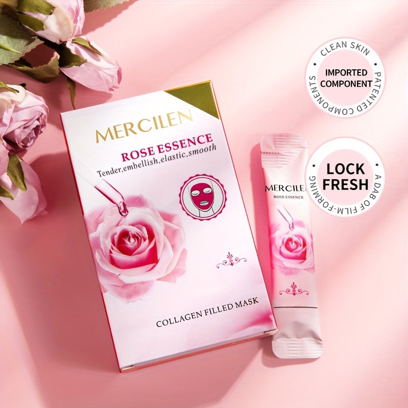 [10 Pack Rose Soft Mask] 10 Pack Rose Essence Moisturizing Soft Mask 6gx | with Collagen, Rose Oil and Hyaluronic Acid for Soft, Radiant Light Beige Skin