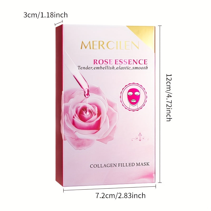 [10 Pack Rose Soft Mask] 10 Pack Rose Essence Moisturizing Soft Mask 6gx | with Collagen, Rose Oil and Hyaluronic Acid for Soft, Radiant Light Beige Skin