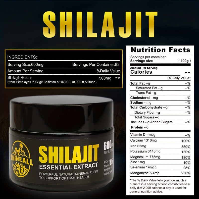 1btl/1.76oz, Pure Himalayan Shilajit Resin, Natural Shilajit Resin With 85+ Trace Minerals, 75%+ Fulvic Acid For Energy Boost, Golden Grade Pure Shilajit For Men And Women For Energy And Overall Health