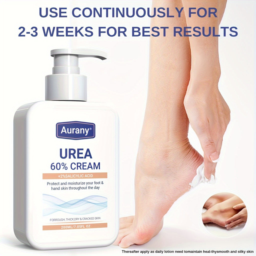 200ml Intensive Urea Foot Cream - Softens & Moisturizes Rough, Thick, Dry, Cracked Skin with 60% Urea and 2% Salicylic Acid - Perfect for Feet, Knees, Elbows and Plantar Areas